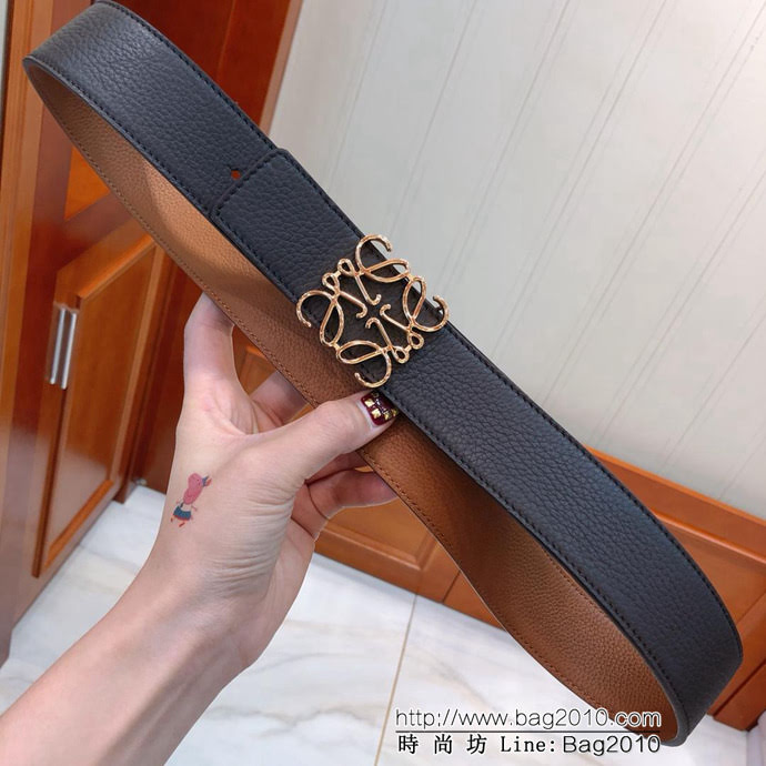 LOEWE羅意威 雙面可用皮帶 義大利雙面頭層荔枝紋腰帶 鋼Gancini扣飾 男士皮帶  xfp1099